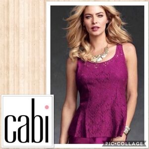 🛍️ 3 For $10 🛍️ CAbi Boysenberry Lace Peplum Top, Size S